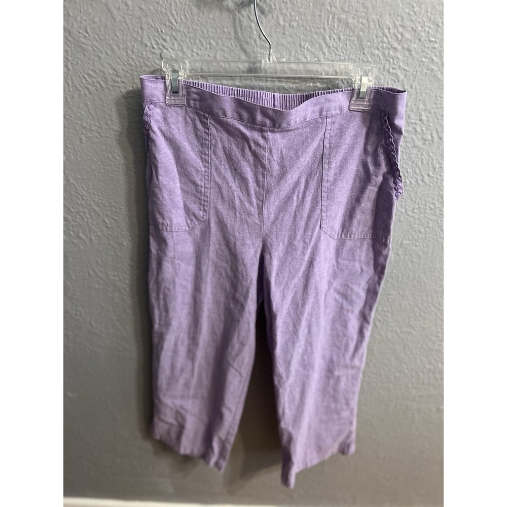 Alfred Dunner 12 Linen Blend Purple capri pant‎ womens
